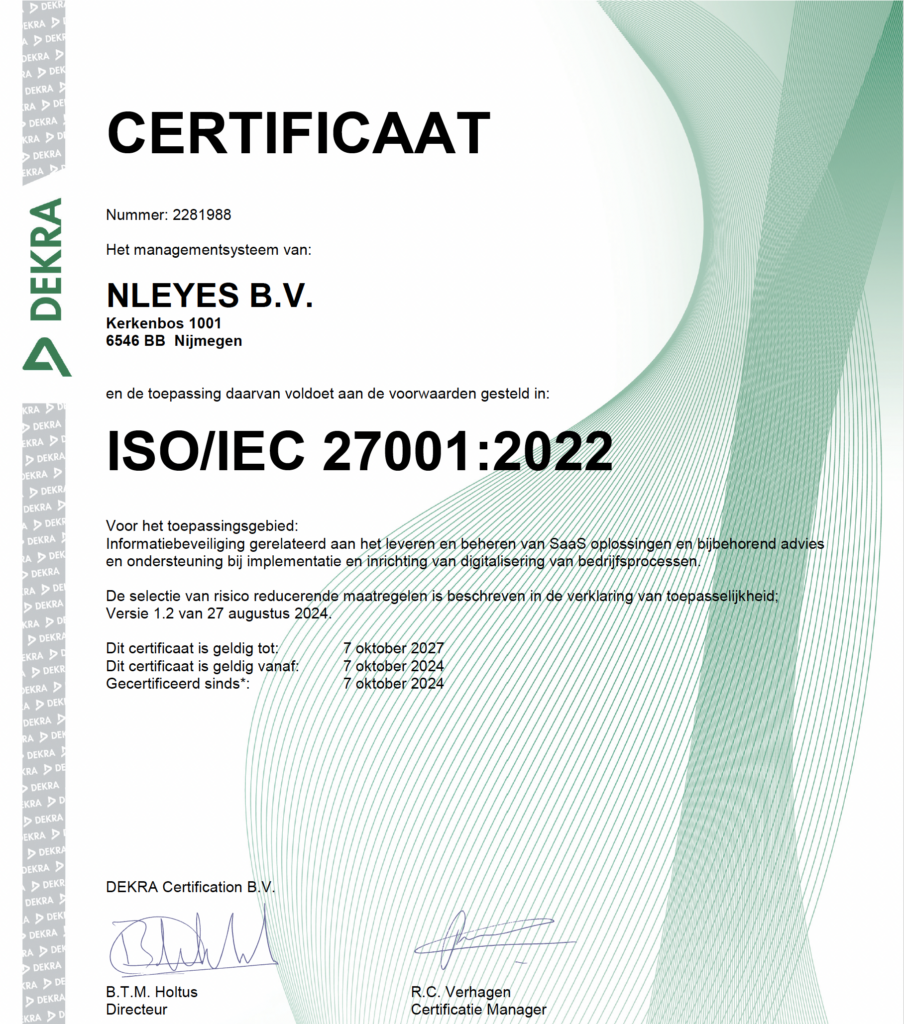 ISO27001 certificate